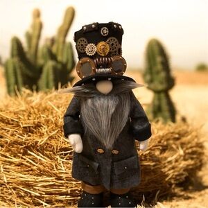 Steam Punk Gnome Decor Accent w/ Bushy Beard and mouldable arms - one of a kind